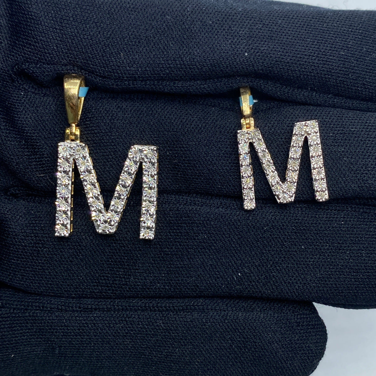 14K Gold Single Stone Initial M Diamond Pendant - additional product view 2