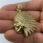 14K Gold Indian Chief Head Pendant - additional product view 6