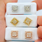 14K Gold Square Box Diamond Earrings - additional product view 3