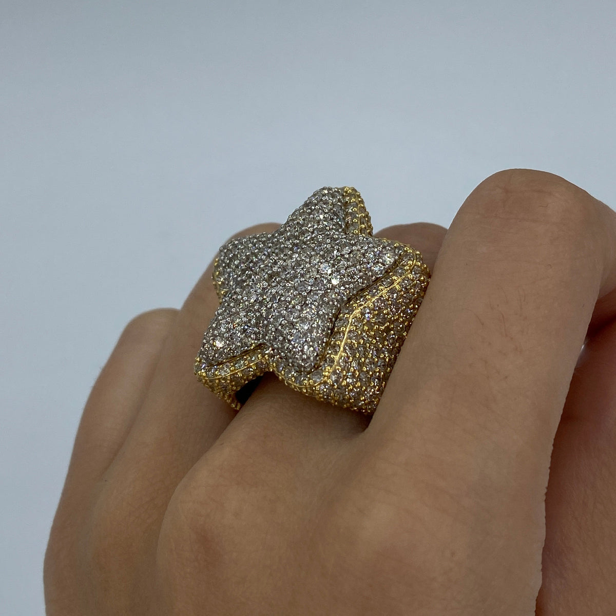 14K Gold Custom Rounded Star Diamond Ring - additional product view 3