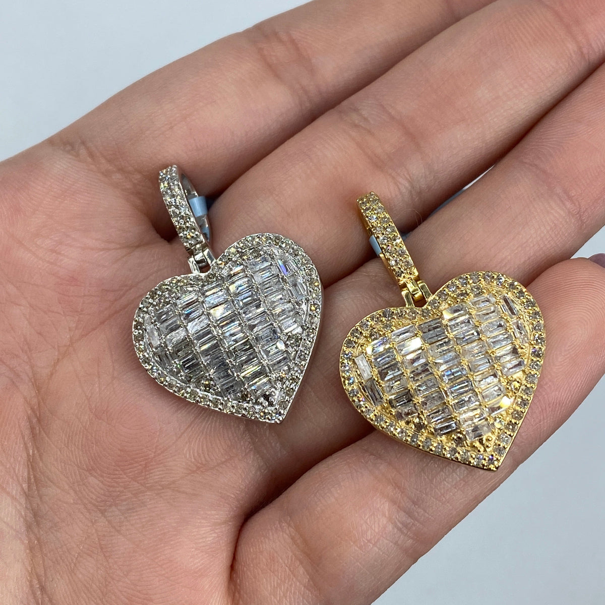 14K Gold Heart Baguette Diamond Pendant - additional product view 2