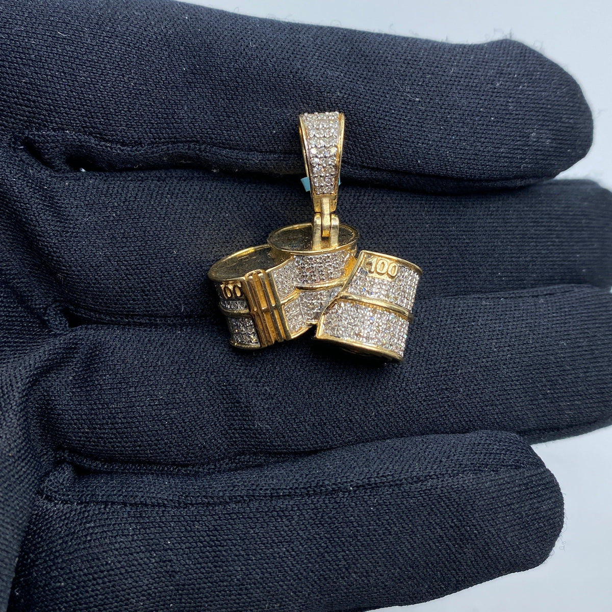 14K Gold Bundles of Cash Diamond Pendant - additional product view 2