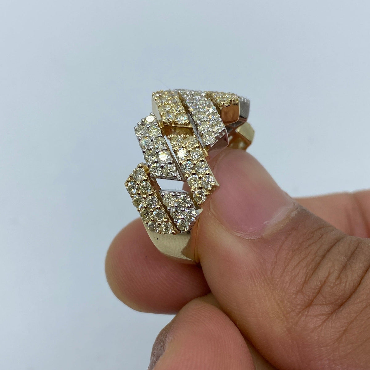 10K Gold Two-Tone Cuban Link Diamond Ring - additional product view 4