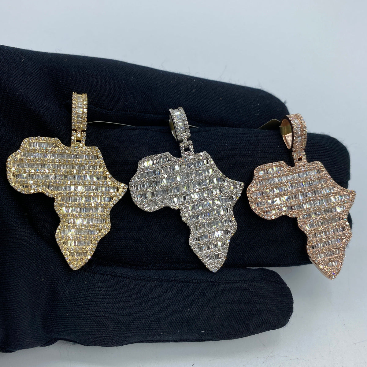 10K Gold Africa Diamond Baguette Pendant - additional product view 2