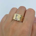 10K Gold Initial Letter Square Block Ring - additional product view 24
