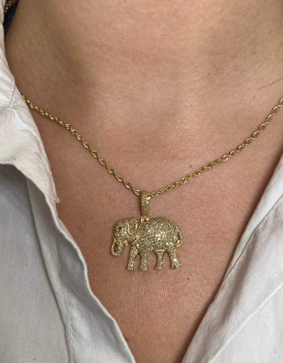 14K Gold Elephant Diamond Pendant - additional product view 3
