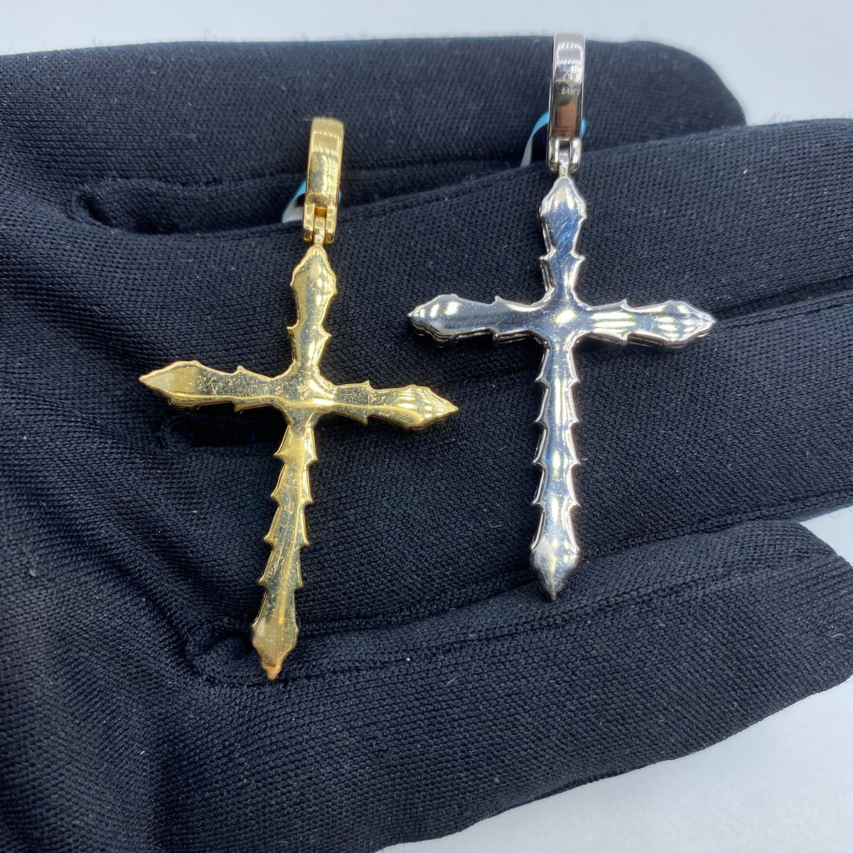 14K Gold Holy Spirit Cross Diamond Baguette Pendant - additional product view 4