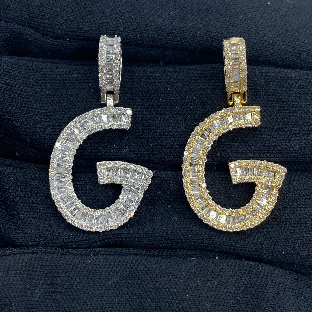 14K Gold Initial G Diamond Baguette Pendant - additional product view 2