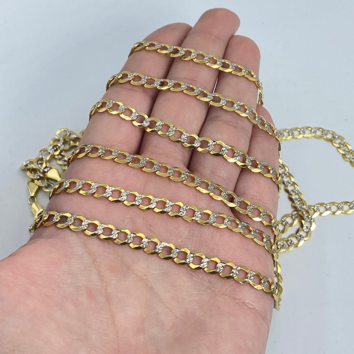 10K Gold 6mm Two-Tone Flat Cuban Link Chain 22–26 in - additional product view 5