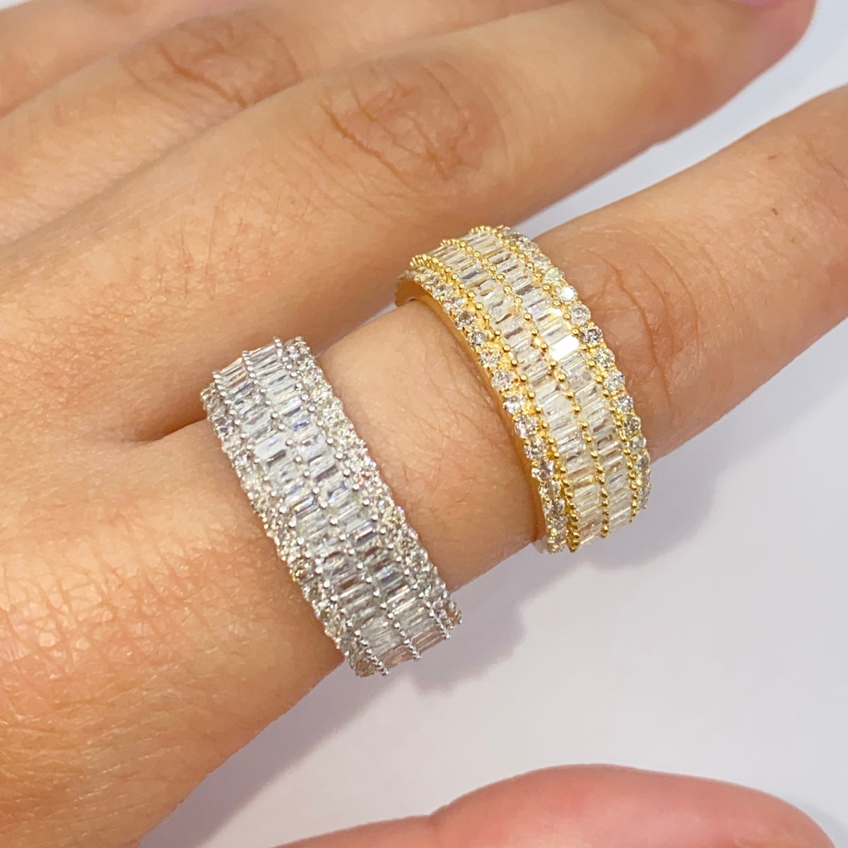14K Gold 8.2mm Diamond Baguette Ring Band - additional product view 3