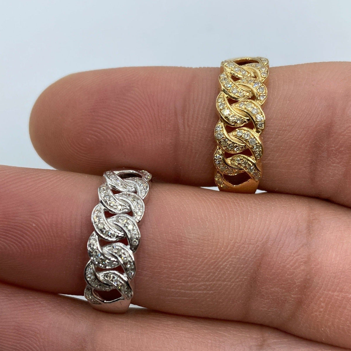 10K Gold Cuban Link Diamond Ring (7mm) - additional product view 4