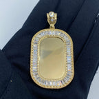 14K Gold Rounded Rectangle Picture Photo CZ Pendant - additional product view 2