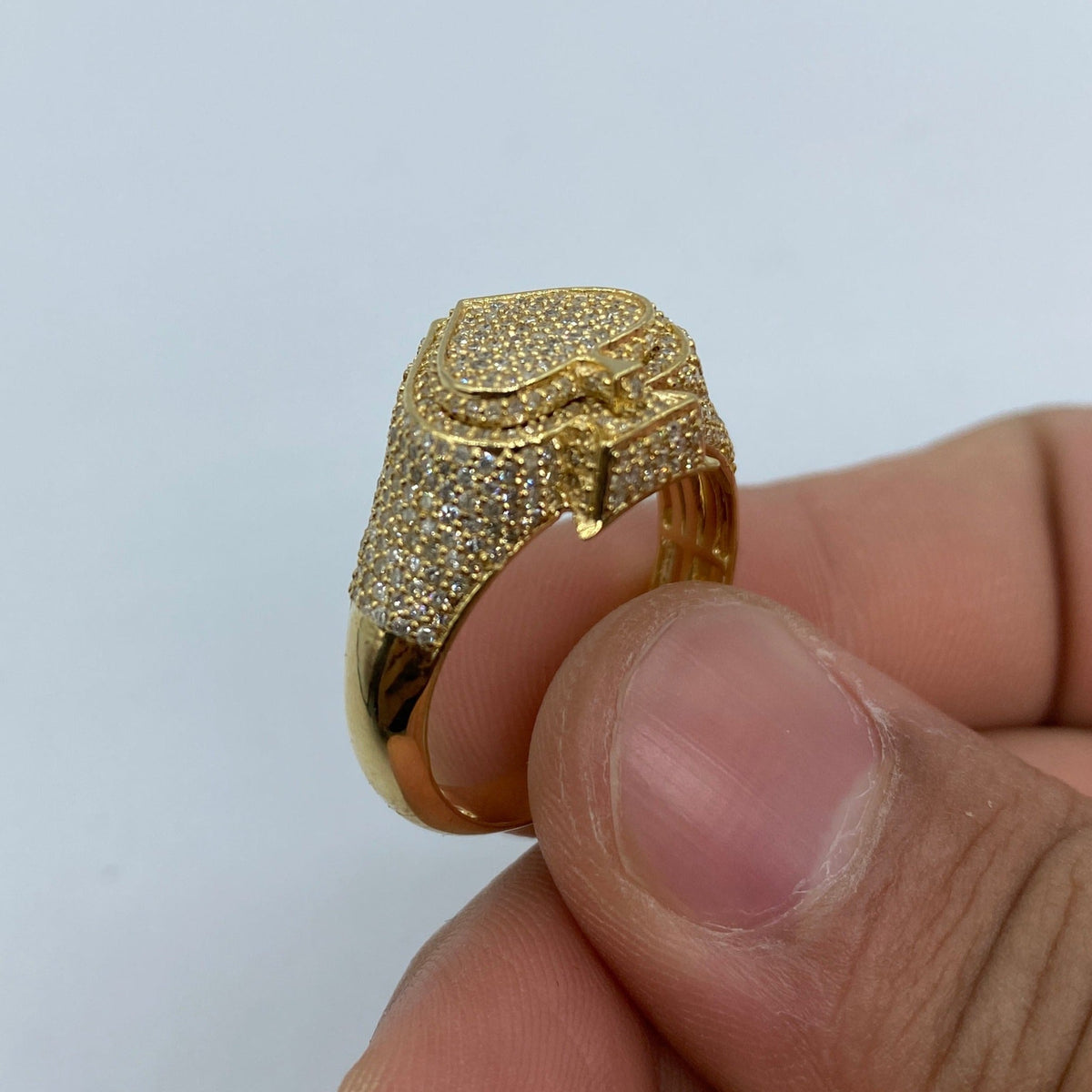 10K Gold 3D Spade Diamond Ring - additional product view 4