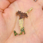 14K Gold Italy Flag Diamond Pendant, Medium - close-up product photo