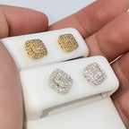 14K Gold 7.9mm Rounded Square Halo Diamond Earrings - additional product view 5
