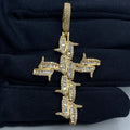 10K Gold Holy Spirit Cross Diamond Baguette Pendant in yellow gold - close-up product photo
