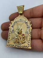14K Gold Saint Barbara Medallion Pendant 3.0 in - additional product view 4