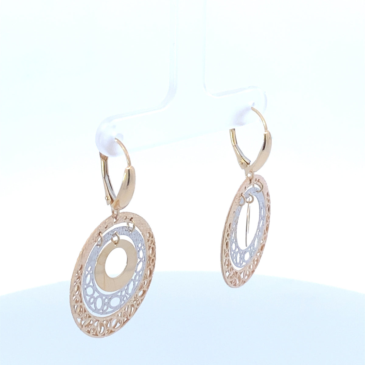 14K Gold Circle Hanging Earrings - additional product view 4
