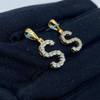 14K Gold Single Stone Initial S Diamond Pendant - additional product view 4