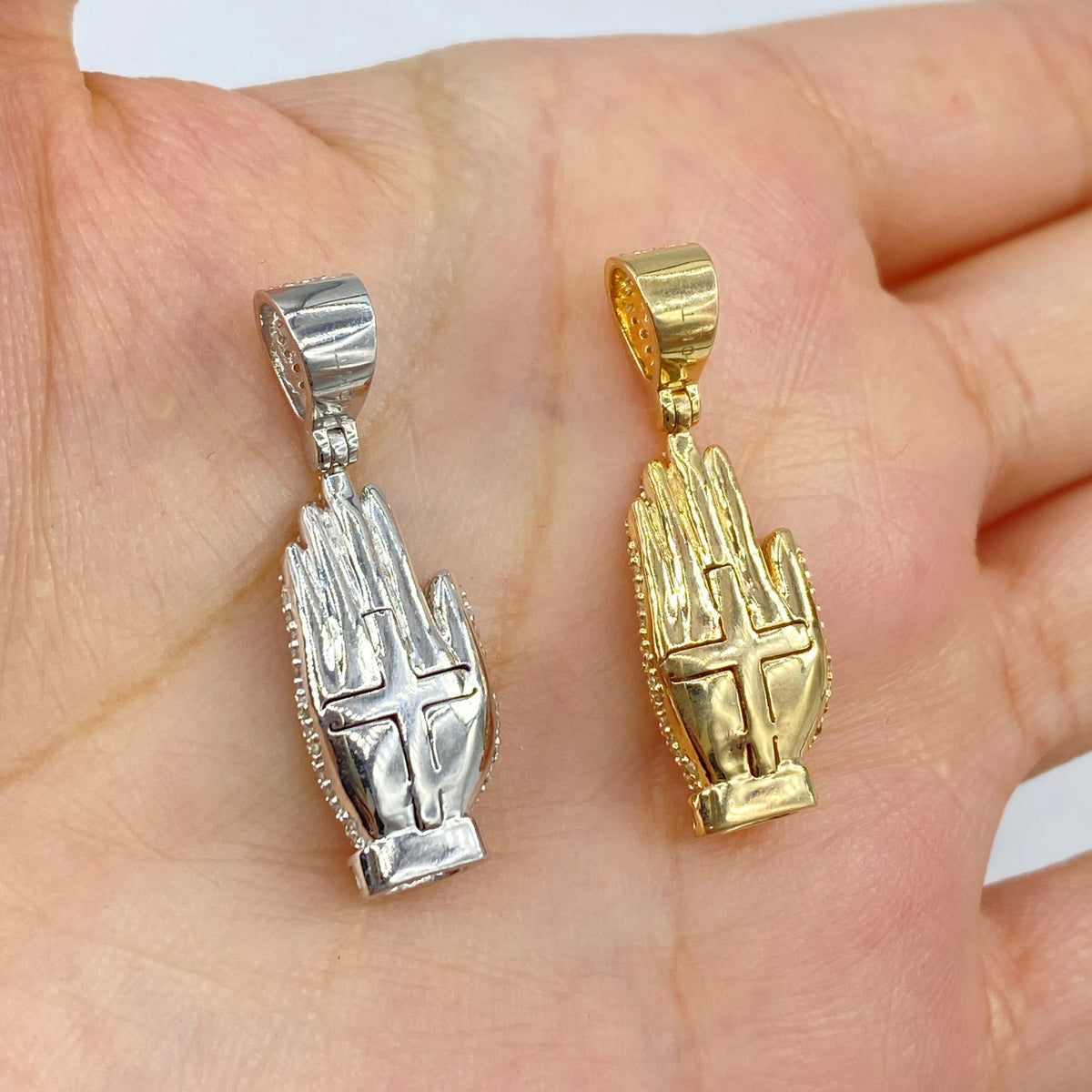 10K Gold Blessed Hand Diamond Pendant - additional product view 4