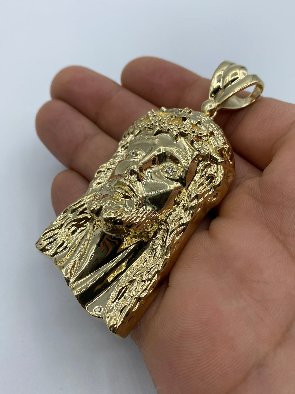 14K Gold Jesus Head Pendant 3.25 in - additional product view 4
