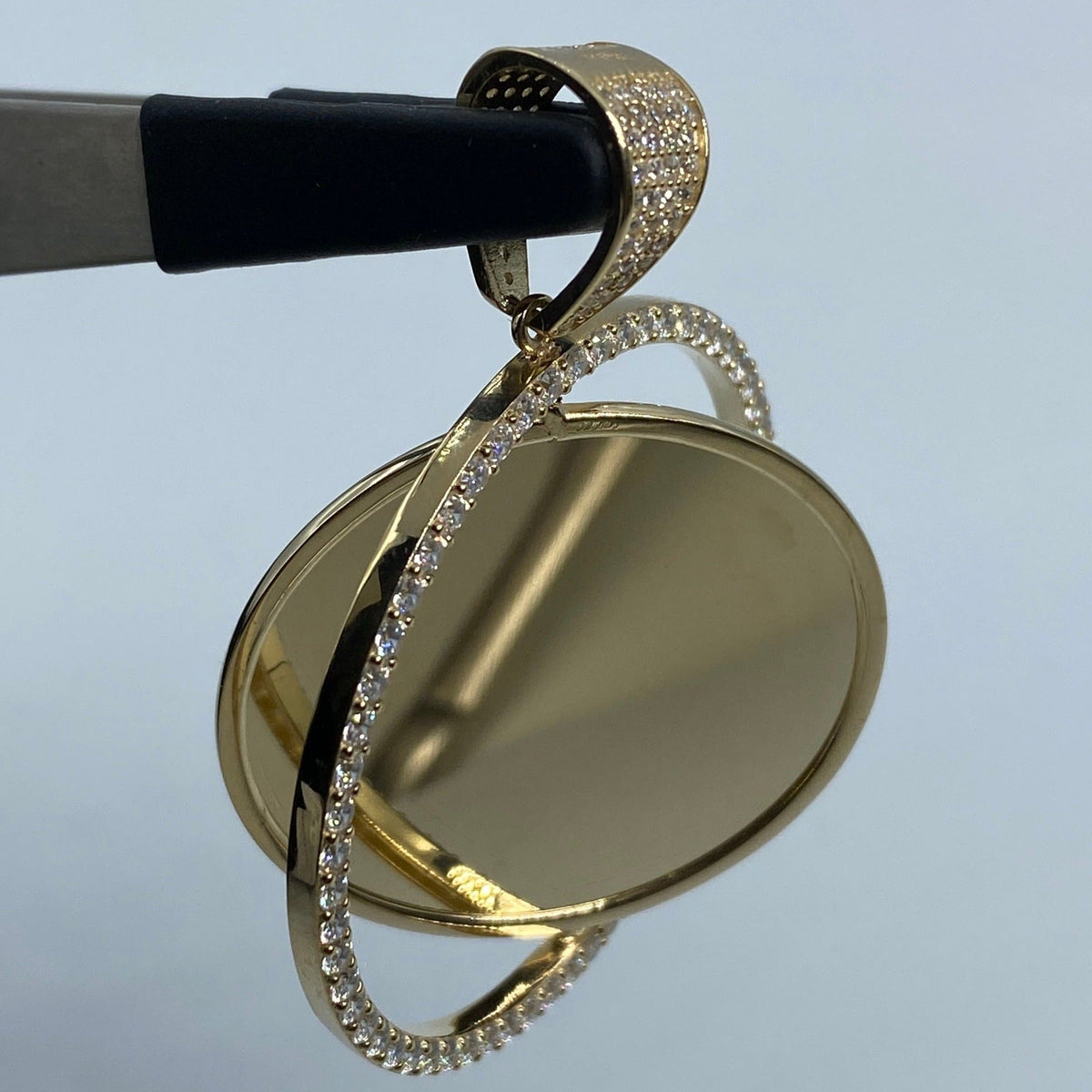 14K Gold Spinning Circle Picture Photo CZ Pendant - additional product view 3