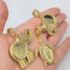 10K Gold Elephant Turtle Animal Picture Photo Diamond Pendant - additional product view 8