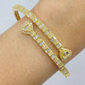 10K Gold/14K Heart Diamond Baguette Bangle Bracelet in yellow gold, 10K - close-up product photo