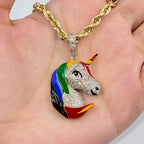 14K Gold Pride Rainbow Unicorn Diamond Pendant - additional product view 2