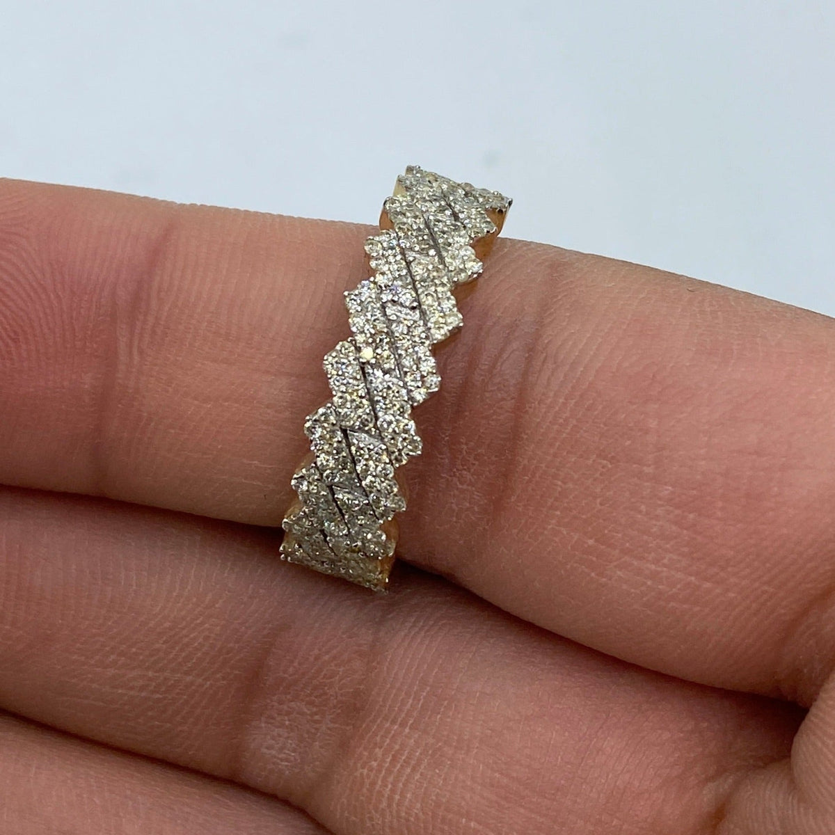 10K Gold Closed Cuban Link Diamond Ring - additional product view 3