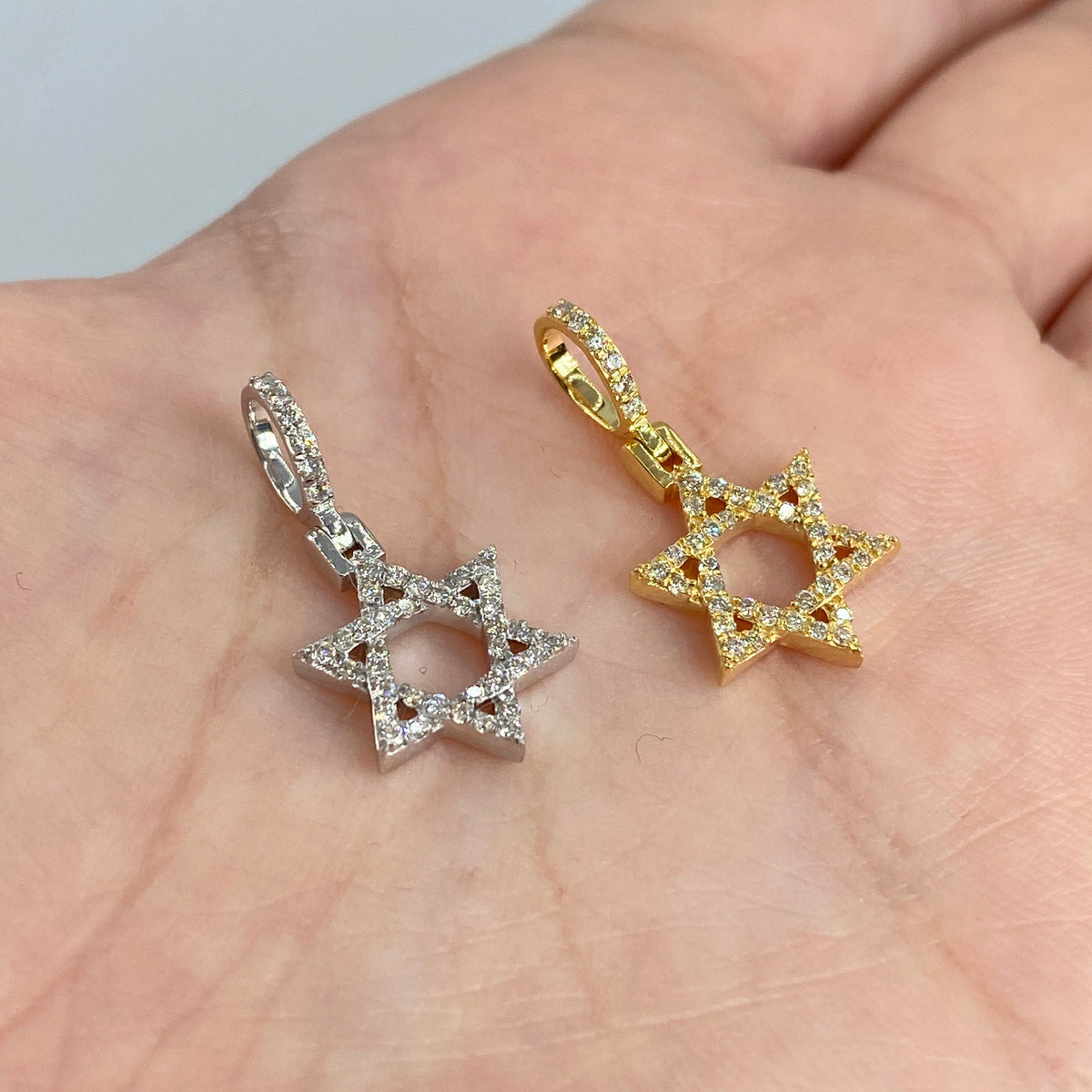 14K Gold Star of David Diamond Pendant - additional product view 4