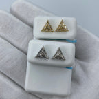 14K Gold Triangle Equilateral Diamond Baguette Earrings - additional product view 2