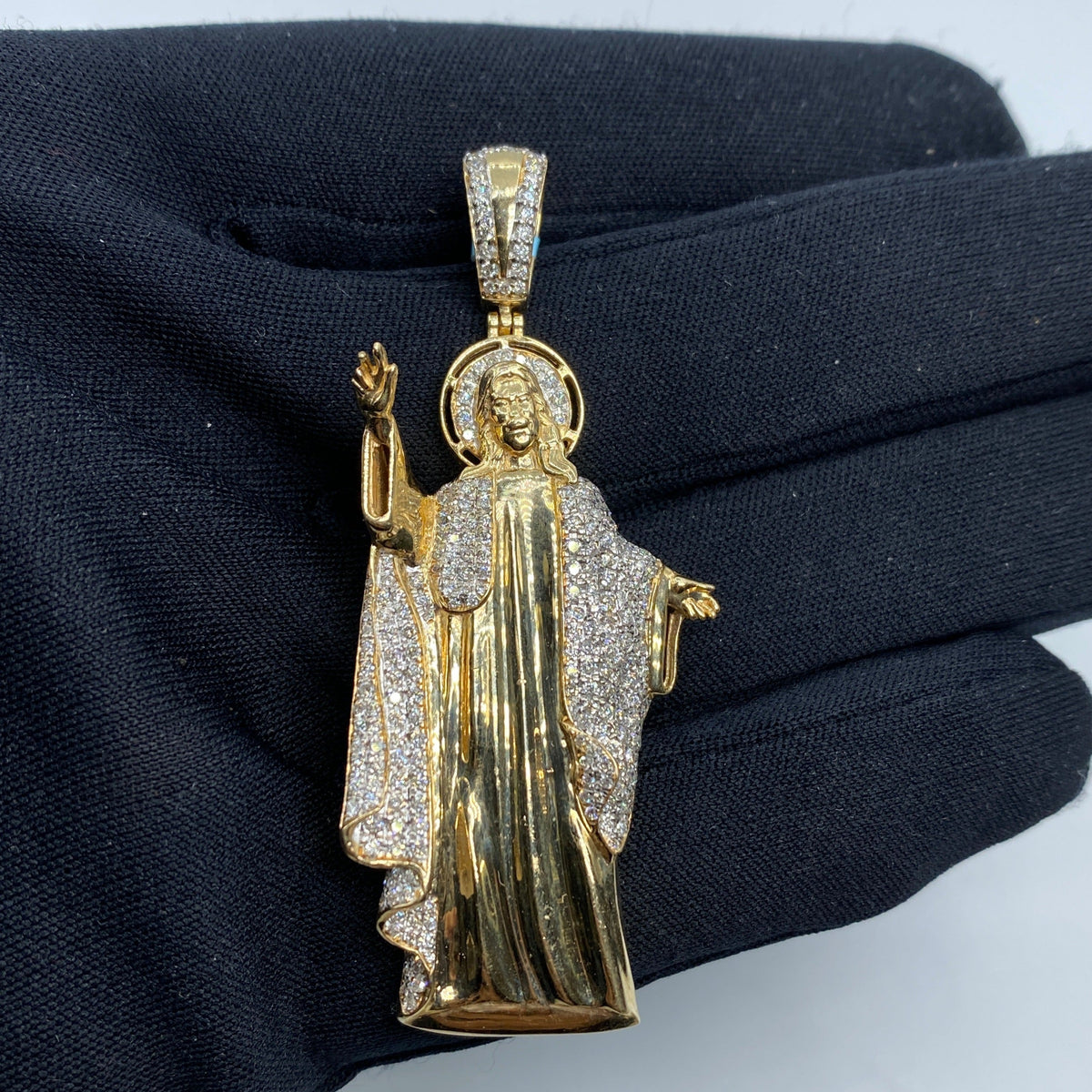 14K Gold Jesus Diamond Pendant - additional product view 2