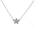 14K Gold Daisy Flower Diamond Baguette Necklace in white gold - close-up product photo