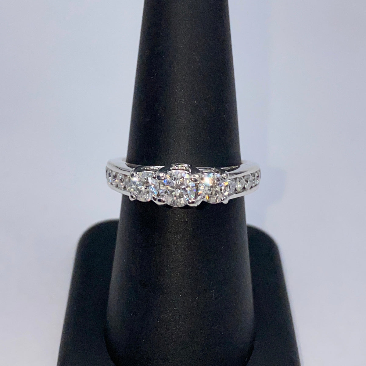 14K Gold Three Stone Pave Diamond Engagement Ring - additional product view 3
