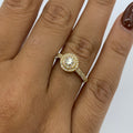 14K Gold Circle Halo Diamond Engagement Ring in yellow gold - close-up product photo