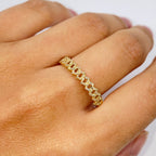 10K Gold 4M Cuban Link Diamond Ring in yellow gold - close-up product photo