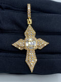 10K Gold Byzantine Cross Diamond Baguette Pendant in yellow gold - close-up product photo