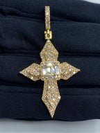 10K Gold Byzantine Cross Diamond Baguette Pendant in yellow gold - close-up product photo