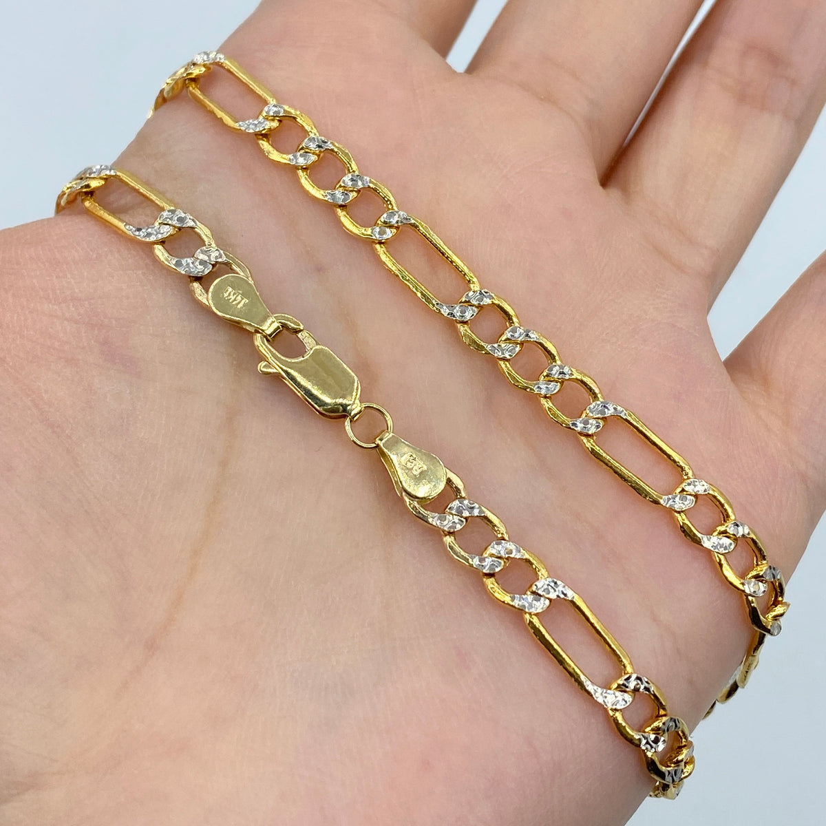 14K Gold 5.2mm Two-Tone Figaro Link Chain 18–20 in - additional product view 4