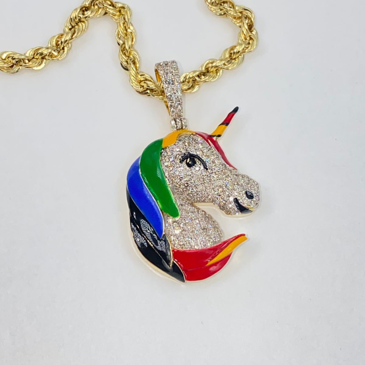 14K Gold Pride Rainbow Unicorn Diamond Pendant - additional product view 4