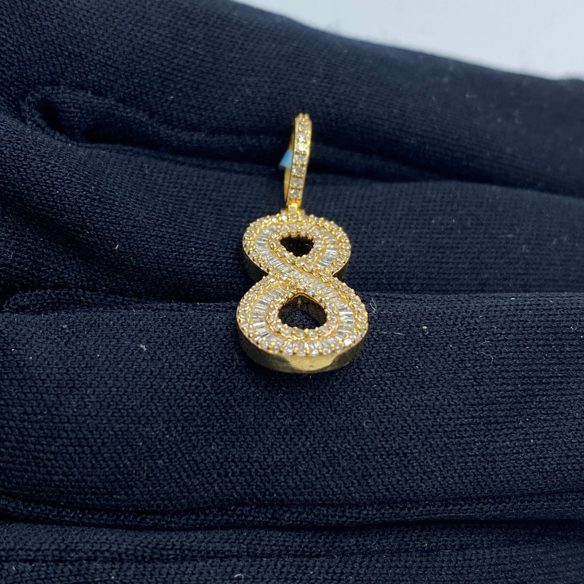 14K Gold Number 8 Diamond Baguette Pendant - additional product view 4