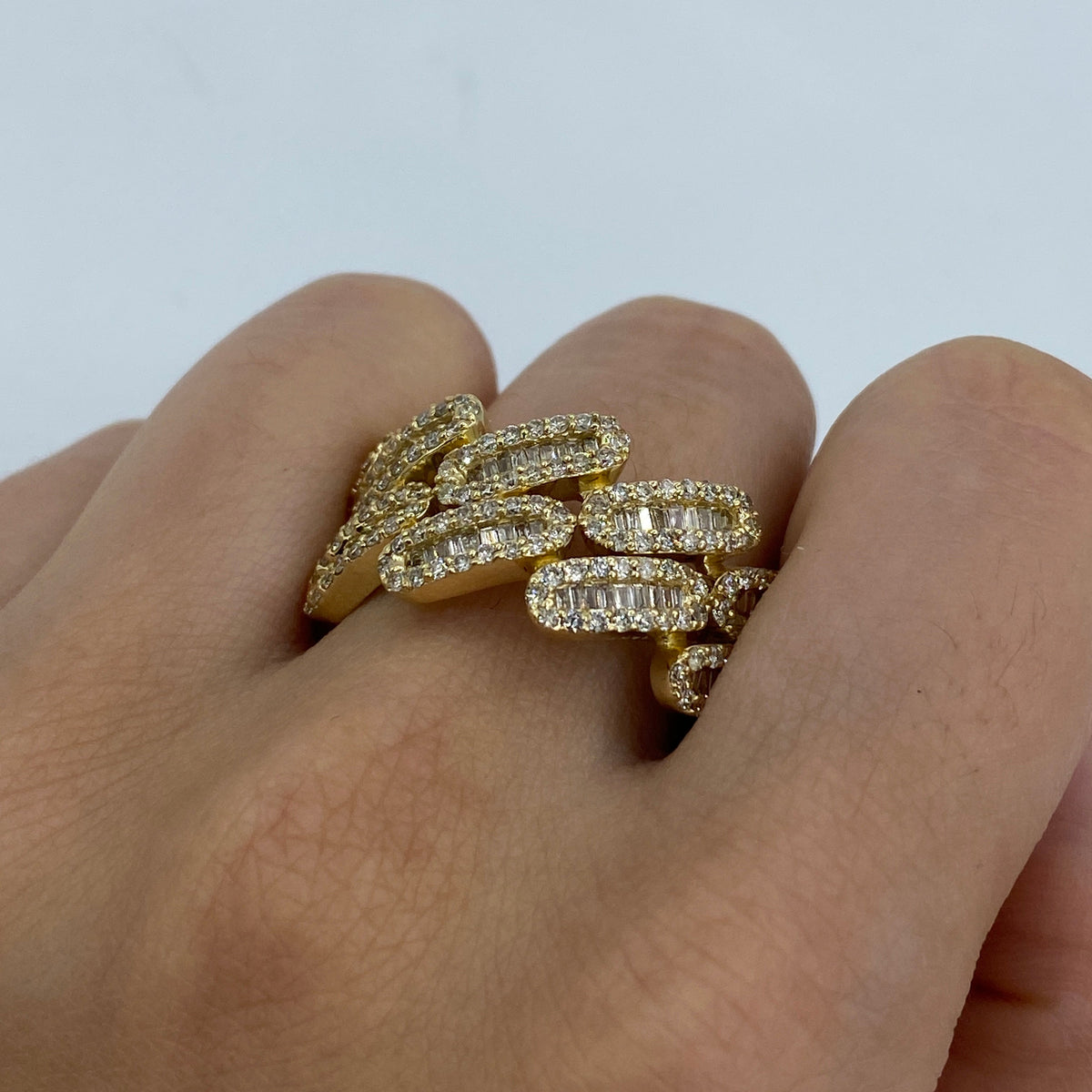 14K Gold Eternity Cuban Link Diamond Ring - additional product view 3