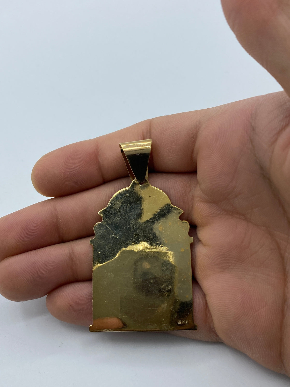14K Gold Saint Barbara Medallion Pendant 2.5 in - additional product view 8