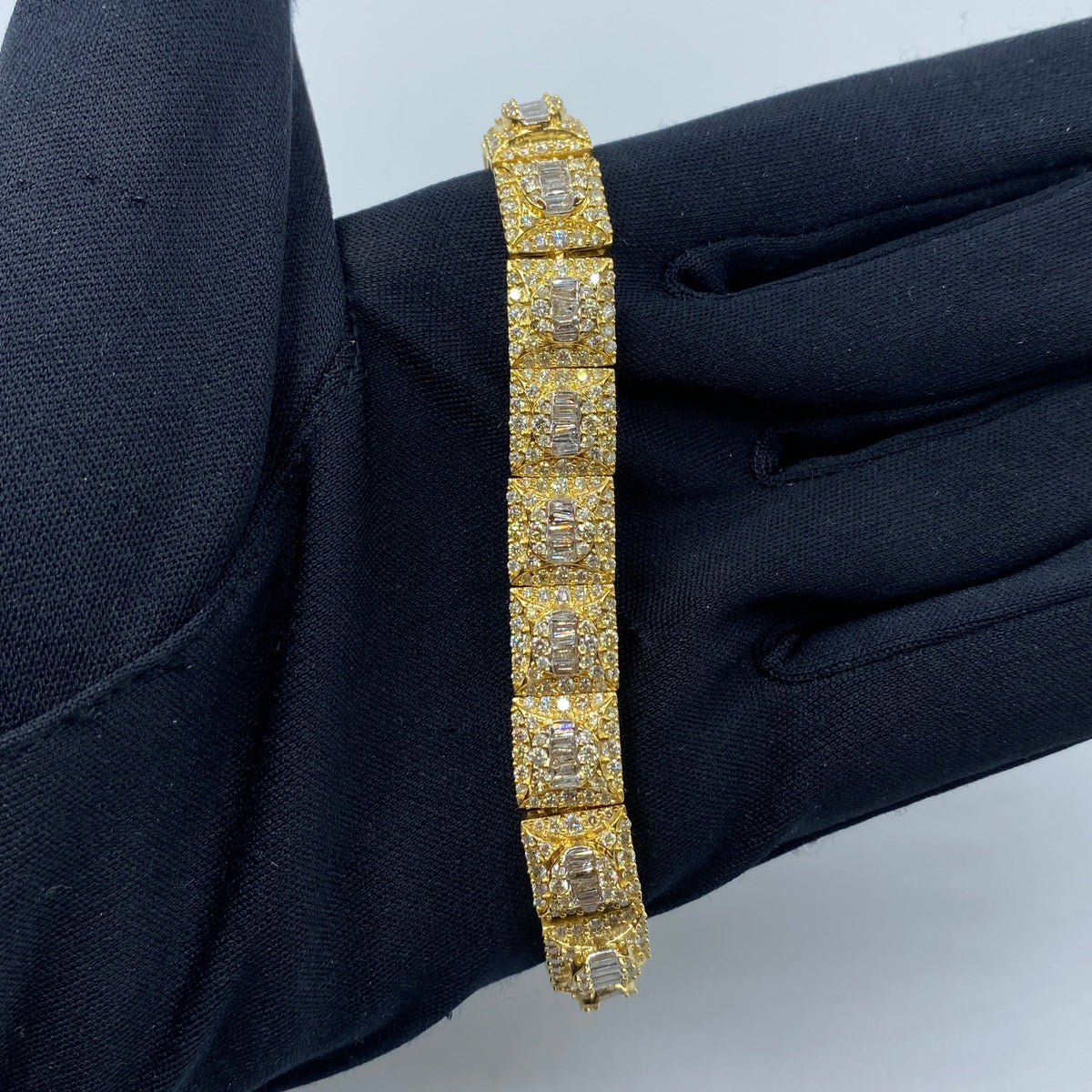10K Gold 10mm Square Diamond Baguette Bracelet 8.5 in - additional product view 2