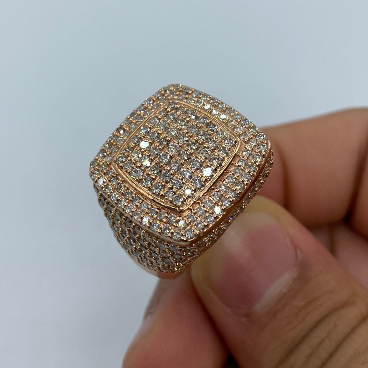 10K Gold Jumbo Square Diamond Ring in rose gold - close-up product photo