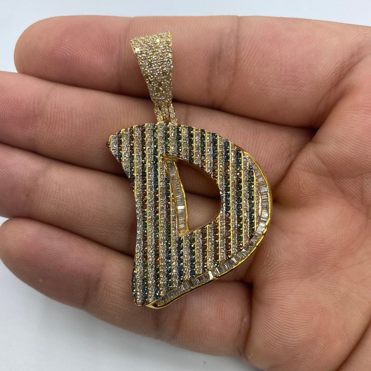14K Gold Initial D Color Diamond Pendant - additional product view 5