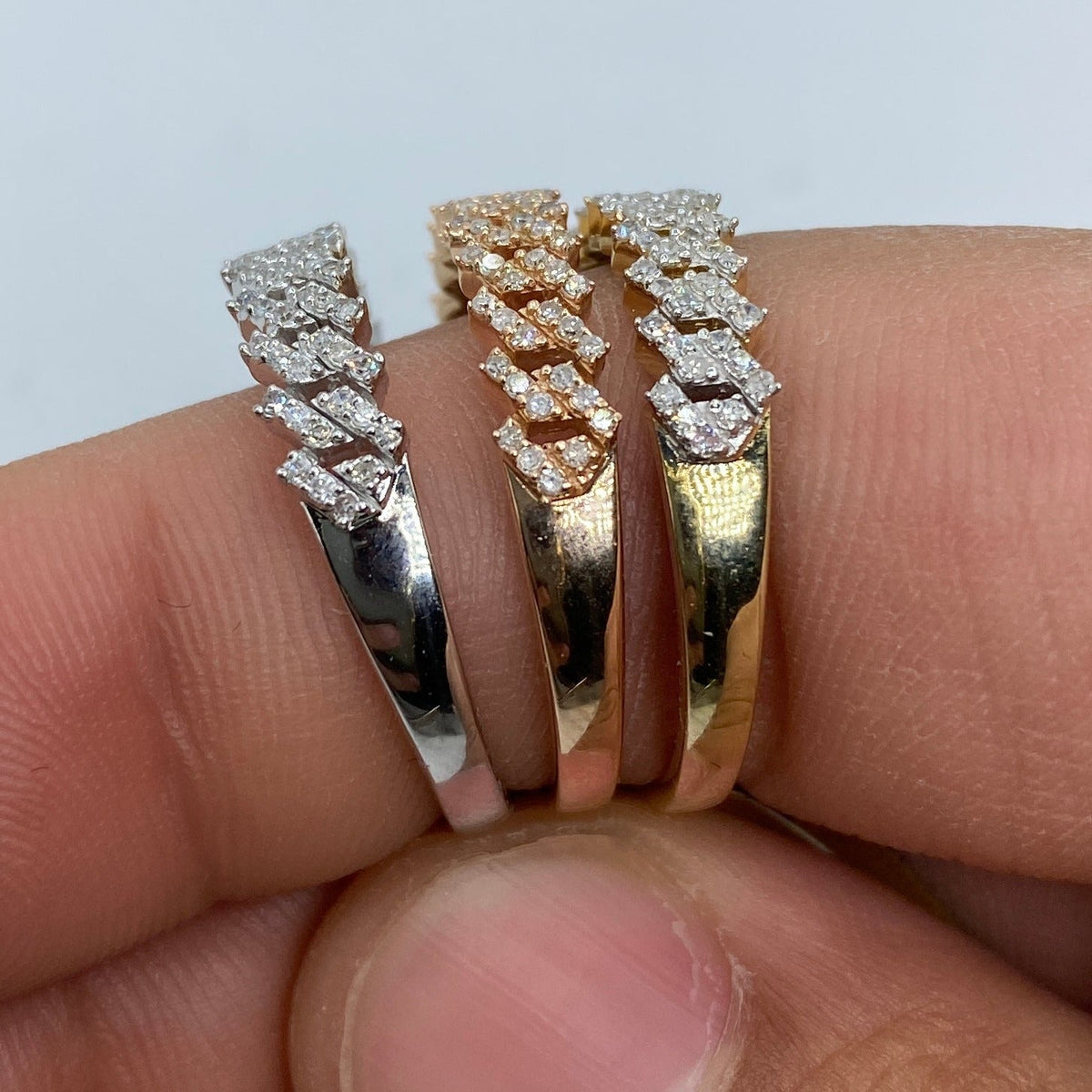 10K Gold Classic Cuban Link Diamond Ring - additional product view 5