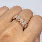 14K Gold Circle Square Diamond Baguette Ring - additional product view 2