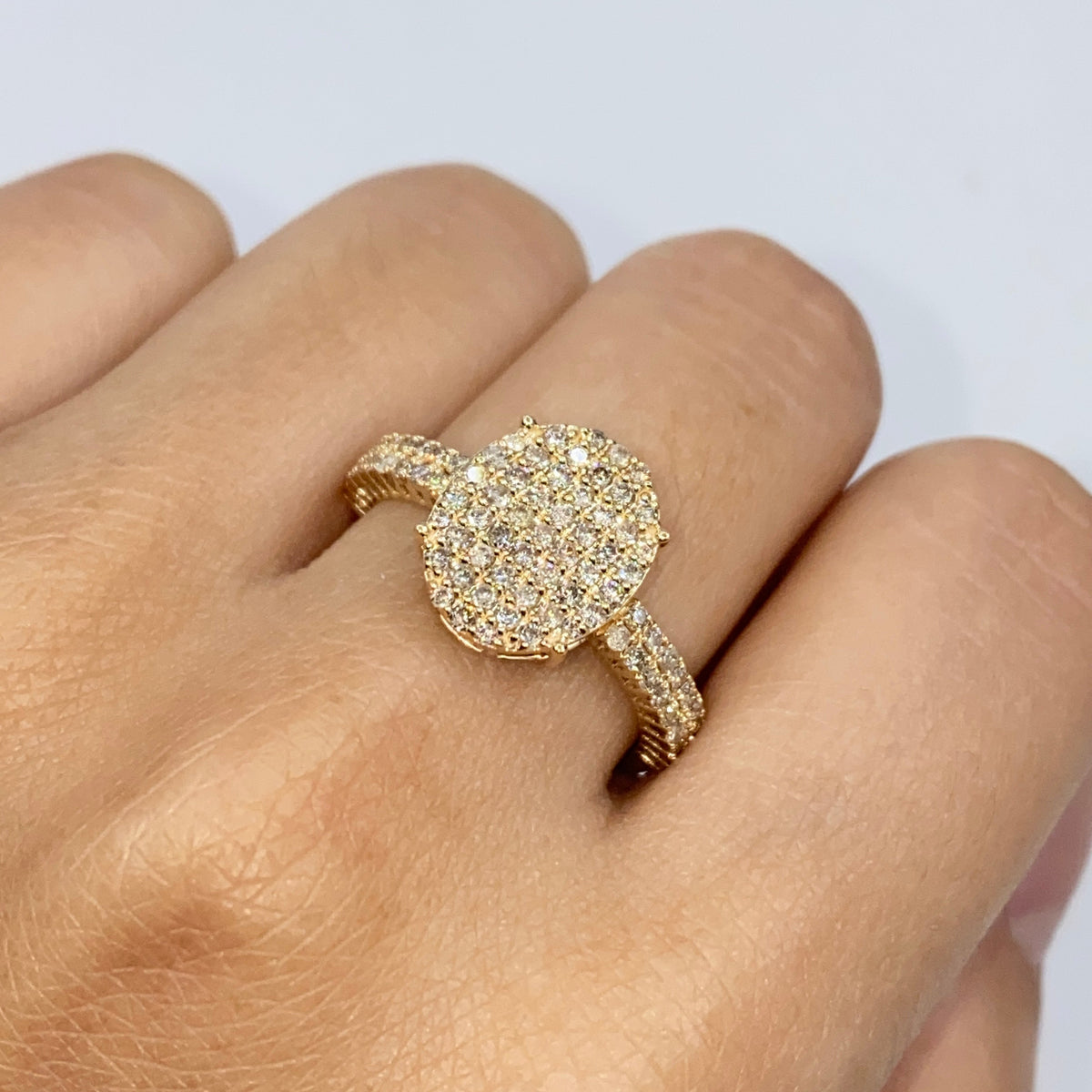 14K Gold Oval Diamond Ring in yellow gold - close-up product photo